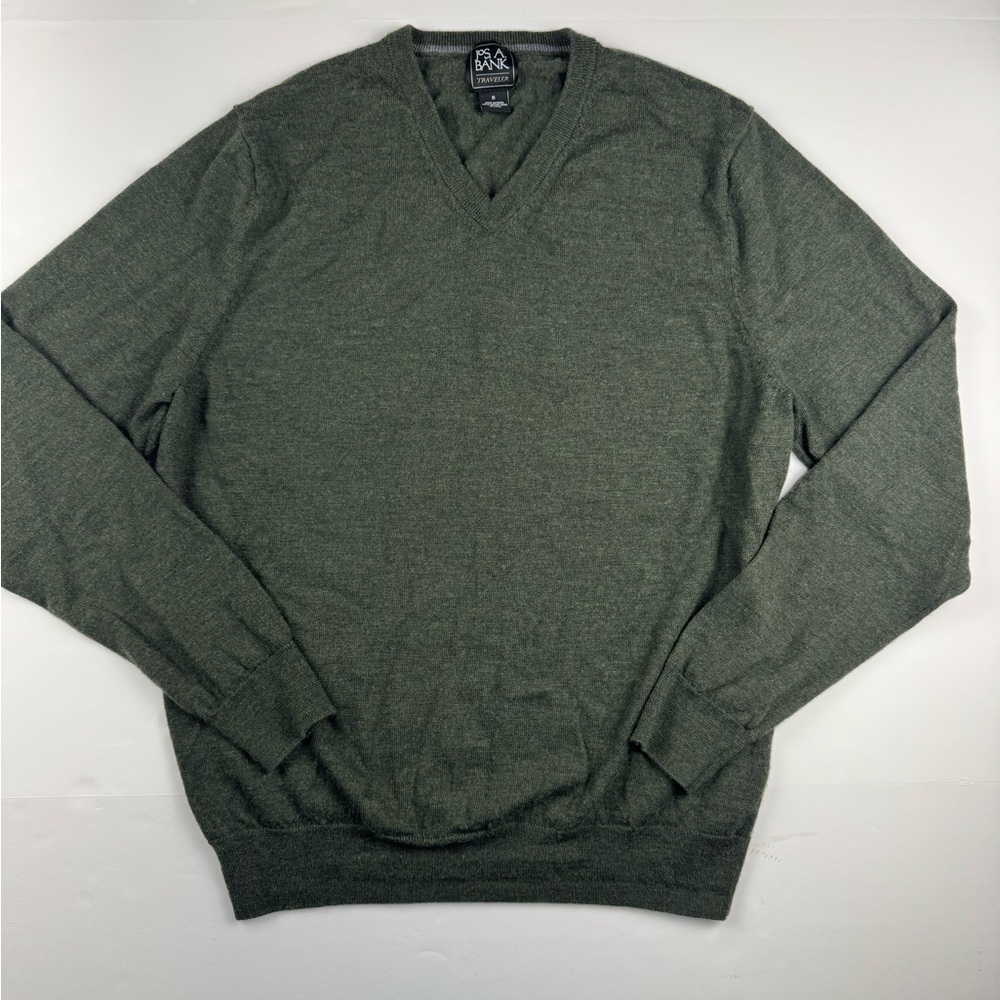 Jos. A. Bank Olive V-Neck long sleeve 100% Marino wool Sweater size XL